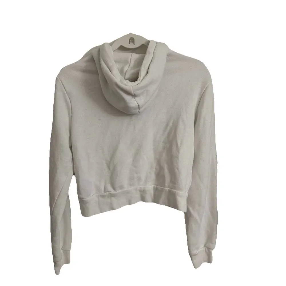 Brandy Melville Crystal Jacket OS‎ White Cropped Full Zip-Up Sweatshirt Hoodie